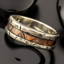 Men's Rustic Wedding Band, Sterling Silver & Copper Ring, RS-1080