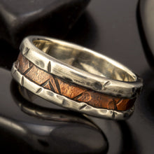 Mens wedding band, Rustic 8mm silver & Copper Ring, personalized wedding band, Promise ring,  RS-1080