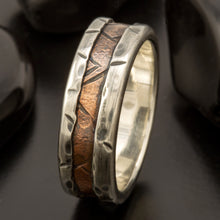 Mens wedding band, Rustic 8mm silver & Copper Ring, personalized wedding band, Promise ring,  RS-1080