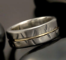 Rustic Men ring, Men 14K Gold  Ring,  Men Engagement Ring, Men's Silver & Gold Ring,  1081