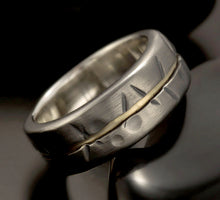 Rustic Men ring, Men 14K Gold  Ring,  Men Engagement Ring, Men's Silver & Gold Ring,  1081