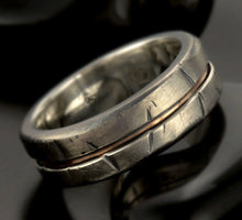 Mens Wedding Ring, Mens Wedding Band, Engagement Ring, Rustic mens ring, Silver and copper, Gift for men,  RS-1081