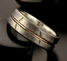 Mens Wedding Ring, Mens Wedding Band, Engagement Ring, Rustic mens ring, Silver and copper, Gift for men,  RS-1081