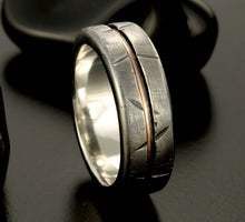 Mens Wedding Ring, Mens Wedding Band, Engagement Ring, Rustic mens ring, Silver and copper, Gift for men,  RS-1081