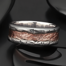 Men's Rustic Wedding Band, Sterling Silver & Copper Ring, Handmade Men's Ring, RS-1161