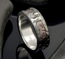 Mens Mixed Metal Wedding Band, Silver & Copper Rustic Ring, RS-1128