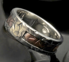 Mens Mixed Metal Wedding Band, Silver & Copper Rustic Ring, RS-1128