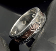 Mens Mixed Metal Wedding Band, Silver & Copper Rustic Ring, RS-1128