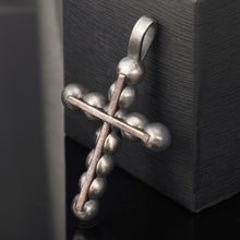 Cross Pendant, Mens Cross Sterling Silver Handmade Pendant, Silver and copper Handmade Cross Pendant, Cross Jewelry, P-114