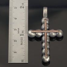 Cross Pendant, Mens Cross Sterling Silver Handmade Pendant, Silver and copper Handmade Cross Pendant, Cross Jewelry, P-114