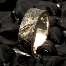 Mens Rustic Wedding Band, Silver & Copper Textured Ring, RS-1172