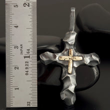 Cross Pendant, Silver and 14K solid Gold Handmade Cross Pendant, Cross Jewelry, P-118