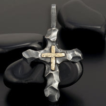 Cross Pendant, Silver and 14K solid Gold Handmade Cross Pendant, Cross Jewelry, P-118