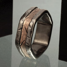 Unique Men's Ring, Rustic Silver & Copper Wedding Band, Handmade Men's Ring, Artisan Wedding Ring, RS-1188