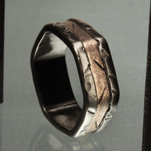 Unique Men's Ring, Rustic Silver & Copper Wedding Band, Handmade Men's Ring, Artisan Wedding Ring, RS-1188