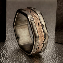 Unique Men's Ring, Rustic Silver & Copper Wedding Band, Handmade Men's Ring, Artisan Wedding Ring, RS-1188