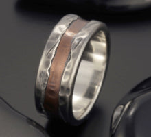 Rustic mans ring Mens ring, Silevr Mens Ring, Mens Wedding band, Mens Engagement Ring, Men's Silver Copper Ring,  RS-1191