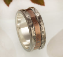 Rustic mans ring Mens ring, Silevr Mens Ring, Mens Wedding band, Mens Engagement Ring, Men's Silver Copper Ring,  RS-1191