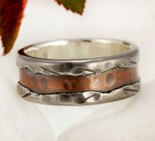 Rustic mans ring Mens ring, Silevr Mens Ring, Mens Wedding band, Mens Engagement Ring, Men's Silver Copper Ring,  RS-1191