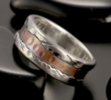 Rustic mans ring Mens ring, Silevr Mens Ring, Mens Wedding band, Mens Engagement Ring, Men's Silver Copper Ring,  RS-1191