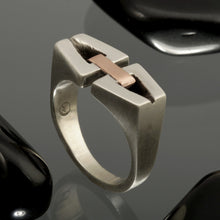 Unique Men Ring, Artisan Men Silver Band, Two Tone Silver Copper ring, Black Man Ring, Gift for men,  RS-1200