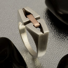 Unique Men Ring, Artisan Men Silver Band, Two Tone Silver Copper ring, Black Man Ring, Gift for men,  RS-1200