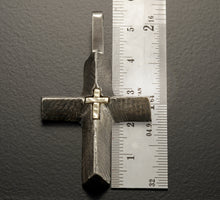 Mens Cross Pendant, Sterling Silver & 14K Gold Christian Cross, P-120