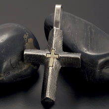 Mens Cross Pendant, Sterling Silver & 14K Gold Christian Cross, P-120