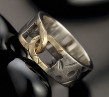 Men's 14K Gold & Silver Wedding Band, Wide Men's Ring, RS-1210