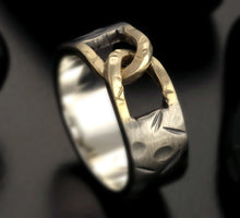 Men's 14K Gold & Silver Wedding Band, Wide Men's Ring, RS-1210