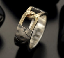 Men's 14K Gold & Silver Wedding Band, Wide Men's Ring, RS-1210