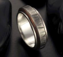 Men's Rustic Wedding Band, Sterling Silver & Copper Ring, Hammered Men's Ring, RS-1212