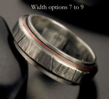 Men's Rustic Wedding Band, Sterling Silver & Copper Ring, Hammered Men's Ring, RS-1212