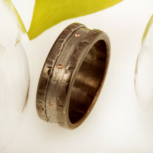 Mens Wedding Band, Sterling Silver & Copper Rustic Ring, RS-1221