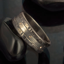 Mens Wedding Band, Sterling Silver & Copper Rustic Ring, RS-1221
