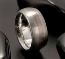 Rustic Men's wedding Band, Men's Wedding Ring, Silver Copper Ring, Wide Men Wedding Band, 8 mm Ring, Comfort Fit Ring , Men's Gift, RS-1233