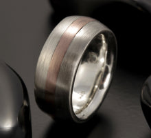 Rustic Men's wedding Band, Men's Wedding Ring, Silver Copper Ring, Wide Men Wedding Band, 8 mm Ring, Comfort Fit Ring , Men's Gift, RS-1233