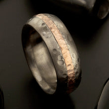 Rustic Mens Wedding Band, Sterling Silver & Copper Ring, RS-1233
