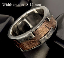 Men's Rustic Wedding Band, Sterling Silver & Copper Ring, Wide Men's Ring, RS-1243