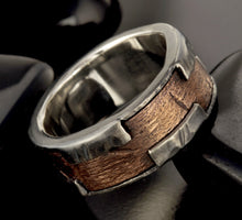 Mens Handmade ring, Man Handmade Design Band,  Rustic mens ring, Silver and copper, Gift for men,  RS-1243