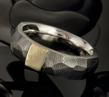 Men's Wedding Band, Sterling Silver & 14K Gold Ring, RS-1249