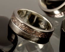 Mens Rustic Wedding Band, Silver & Copper Wide Ring, RS-1251