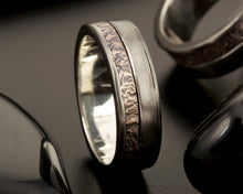 Mens Rustic Wedding Band, Silver & Copper Wide Ring, RS-1251