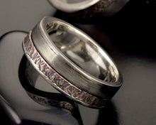 Mens Rustic Wedding Band, Silver & Copper Wide Ring, RS-1251