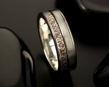 Mens Rustic Wedding Band, Silver & Copper Wide Ring, RS-1251