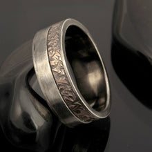 Mens Rustic Wedding Band, Silver & Copper Wide Ring, RS-1251