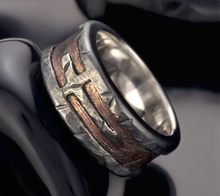 Men's Cross Ring, Sterling Silver & Copper Wedding Band, Christian Ring, RS-1253