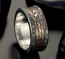 Mens cross ring, Mens Silver and Copper Band, Mens gift Ring,  RS-1253