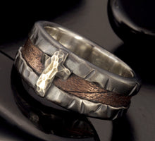 Men's Rustic Cross Wedding Band, Silver & Copper Ring, RS-1255