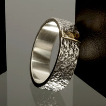 Viking Wedding Ring, Men's Band, 14K Gold & Sterling Silver Ring, Rustic Wedding Band, Men's Gold Ring, RS-1260